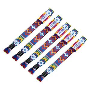 Factory Cheap Custom Logo Printed Fabric Bracelet Gifts Polyester Festival Event Custom Fabric Wristbands For Party Activity