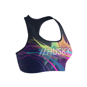 Sujetador deportivo para mujer con logo personalizado OEM, colores contrastantes, soporte medio, espalda cruzada, estampado activo, sujetador de yoga para mujer - Product Image 6