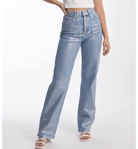 <span class=keywords><strong>Jean</strong></span> en denim délavé bleu clair pour <span class=keywords><strong>femme</strong></span>, coupe droite, effet vieilli, avec élasticité quadridirectionnelle, qualité supérieure, collection 2026, style Amérique/Mexique - Product Image 4