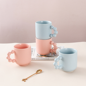 Tối giản Matte tráng men handmade sứ sọc cốc cà phê gốm cá nhân món quà bong bóng xử lý chịu nhiệt 12oz - Product Image 1