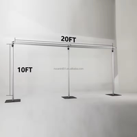Support de drapé en aluminium à double barre transversale réglable pour fond de scène de mariage, salon professionnel, stand de rideau