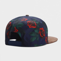 Casquette de baseball ALLO CAP Rose Floral décontractée unisexe en PVC à 5 panneaux, réglable, à visière plate, style sportif urbain, pour adulte