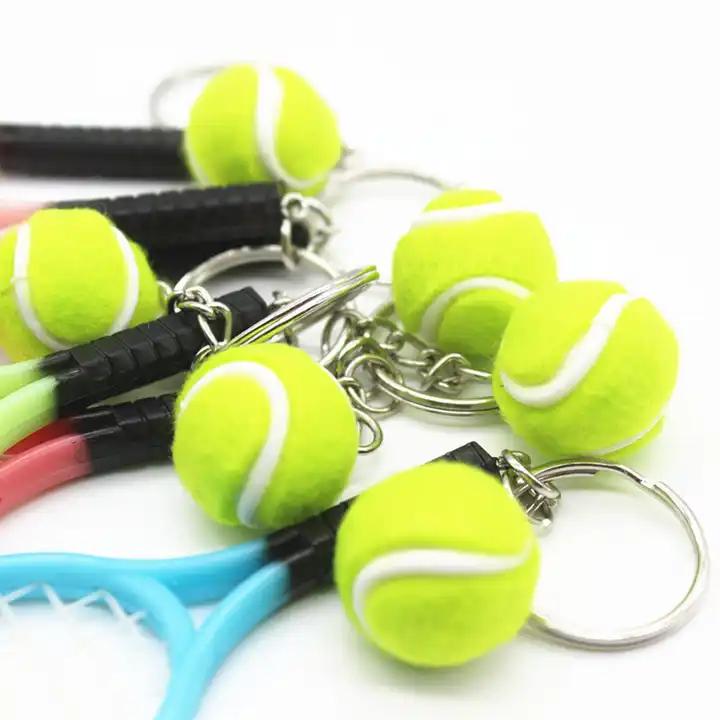 6 colors tennis racket keychain key