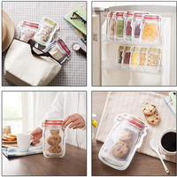 Sacs refermables en plastique Mylar transparent réutilisables en gros, forme bouteille mignonne, type bocal Mason, pour l'emballage alimentaire et des collations