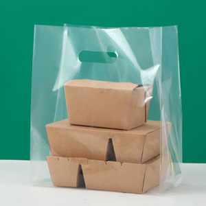 Tùy chỉnh phẳng dưới rõ ràng nhựa Takeaway túi thực phẩm giao hàng nhà hàng thực hiện bánh pizza trong suốt mang theo túi mang đi với logo - Product Image 2