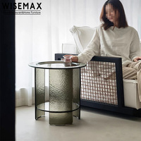 WISEMAX FURNITURE Table basse moderne de style nordique pour salon, table ronde en verre gris, table d'appoint pour canapé, pour hôtel, restaurant, café, villa