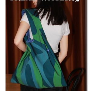 Sac <span class=keywords><strong>d</strong></span>'épicerie pliable réutilisable en toile imprimée, sac de courses pliable, sac à bandoulière portable pour supermarché - Product Image 2