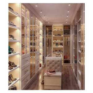 Designs modernes de placards de rangement de luxe, meubles de chambre à coucher en mélamine sur mesure, dressing en bois avec îlot central - Product Image 6