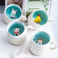 Mug personnalisé animé 3d avec logo 12oz Animal caché à l'intérieur de la tasse en céramique faite à la main en porcelaine thé tasses à café tasses cadeau