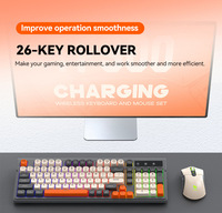 Set Keyboard dan Mouse Nirkabel TF300, Keyboard Gaming Isi Ulang, Koneksi Dual-Mode BT 2.4G, Penghubung Multi-Perangkat, Ergonomis