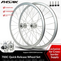 Jeu de roues de vélo 700C pour piste, moyeu à roulements avant et arrière, frein V double, vitesse unique, pignon fixe