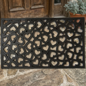 Indus Rectangle Heart Design Rubber Stair Mat Anti Slip Washable Durable Eco-Friendly <b>Machine</b> Made HDPE Packed Outdoor <b>Steps</b> - Product Image 2