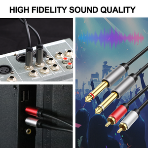 <span class=keywords><strong>Cable</strong></span> de 2x6,35mm a 2RCA, Conector estéreo TS doble de 1/4 pulgadas macho a <span class=keywords><strong>2</strong></span> <span class=keywords><strong>RCA</strong></span> macho adaptador divisor de <span class=keywords><strong>cable</strong></span> de audio estéreo para amplificador - Product Image 4