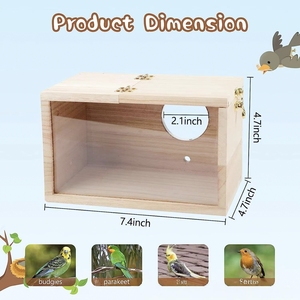 Caja de Cría para Pájaros de Madera, Nuevo Diseño con Vista Transparente, Casa de Nidificación para Loros, Periquitos, Cotorras y Codornices - Product Image 5