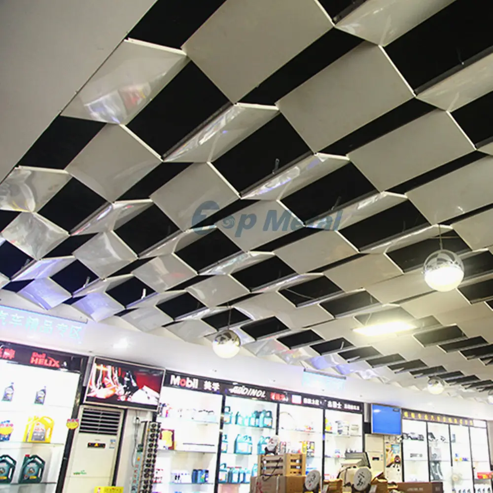 Moderne Bouwmateriaal Goedkope Plafond Tegels Metal Art Plafond Decoratie Aluminium Voor Markt