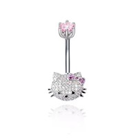 Anneaux de nombril pour enfants en zircon de 10 mm en acier inoxydable Hello Kitty, piercing de nombril tendance, bijoux de piercing corporel