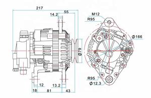 Alternateur de <span class=keywords><strong>voiture</strong></span> sans balais à pôles griffes EXEN neuf 24V/45A pour <span class=keywords><strong>BOOMER</strong></span> agricole 2030 2008-2009 SHB-020S - Product Image 2