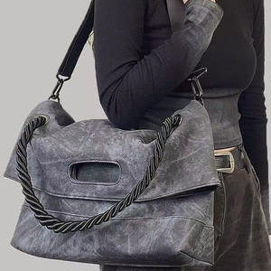 Large Capacity <b>Soft</b> Textured PU Leather Tote <b>Bag</b> Two-Tone Design with Top Handle and <b>Crossbody</b> Strap - Product Image 3
