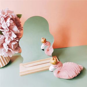 Korean Style Irregular Makeup Mirror W/ Wooden Base for Women Decorative Gift <b>Make</b> up Mirror - Product Image 4
