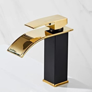 Robinet de <span class=keywords><strong>lavabo</strong></span> de salle de bain en céramique noire à poignée unique moderne de style européen - Product Image 1