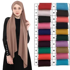 Haute Qualité Foulards Musulmans Perle <span class=keywords><strong>En</strong></span> <span class=keywords><strong>Mousseline</strong></span> <span class=keywords><strong>De</strong></span> <span class=keywords><strong>Soie</strong></span> <span class=keywords><strong>En</strong></span> Gros Étoles Hijab - Product Image 1