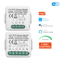 Produk Rumah Pintar Mini Tuya WiFi Smart Life Timer 2 Arah Lampu LED Dimmable Dimmer Saklar Pintar