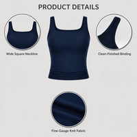Camisetas sin mangas de punto con cuello cuadrado para mujer, sujetador deportivo de alto impacto, ropa interior, tops de yoga estéticos para mujer