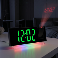 Réveil projecteur Huayang 6815 avec grand écran LED, affichage numérique de l'heure et de la température pour chambre et maison