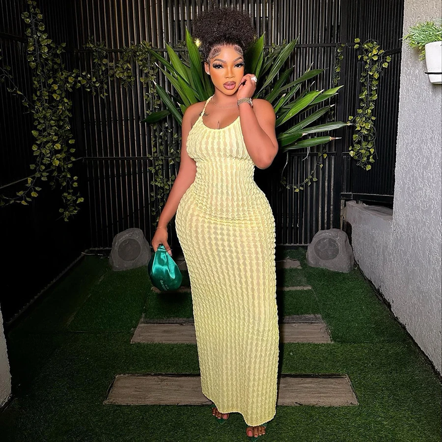 Платье-макси с рюшами и открытой спиной, на бретельках