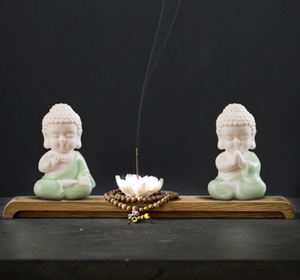 Estatua de Buda Pequeña Pintada a Mano en Porcelana Creativa, Adorno Decorativo de Estilo Chino para Mesa de Café Zen - Product Image 5