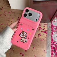 Coque de protection brodée motif poney mignon pour iPhone 18 Pro Max, compatible avec les coques de téléphone iPhone 17, 16, 15, 14