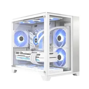 Fábrica al por mayor precio barato Torre media visión completa tubo de vidrio casos de escritorio Gaming PC casos Gaming Computer chasis