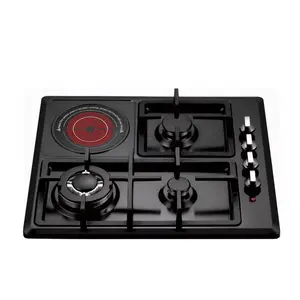 Built In 2 in 1 multi-cooker cooktop gas and ceramic cooker with 3 gas burner and 1 ceramic cooker