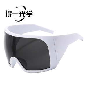 Large Frame Wraparound Sunglasses Black PC Lens UV400 Protection Outdoor Sports <b>Eyewear</b> - Product Image 2