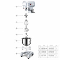 Mélangeur Planétaire Commercial 10L/15L Multifonctionnel en Acier Inoxydable pour Boulangerie, Machine à Pétrir le Pain, les Gâteaux et les Biscuits