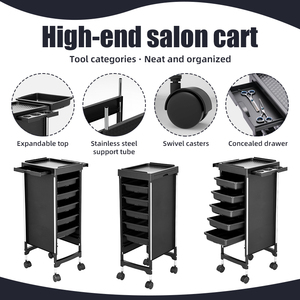 Chariot de <span class=keywords><strong>coiffure</strong></span> moderne, chariot de rangement mobile pour salon avec porte-outils, station de barbier résistante à la chaleur pour stylistes professionnels - Product Image 1