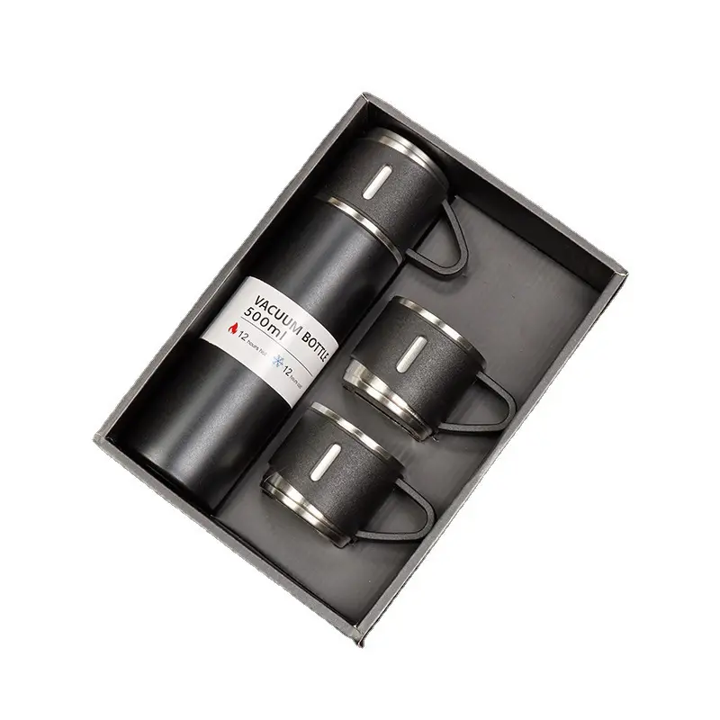 Set regalo personalizzato aziendale bottiglia termica da 500Ml Set di tazze sottovuoto tazza da caffè in acciaio inossidabile con coperchio