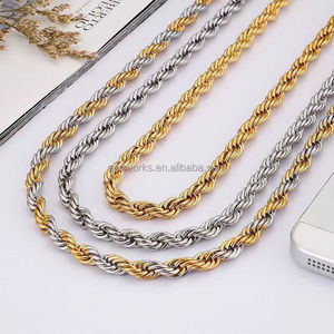 Stainless Steel 18k Gold Plated <b>Rope</b> <b>Chain</b> Necklace Twisted <b>Rope</b> Gold <b>Chain</b> - Product Image 5
