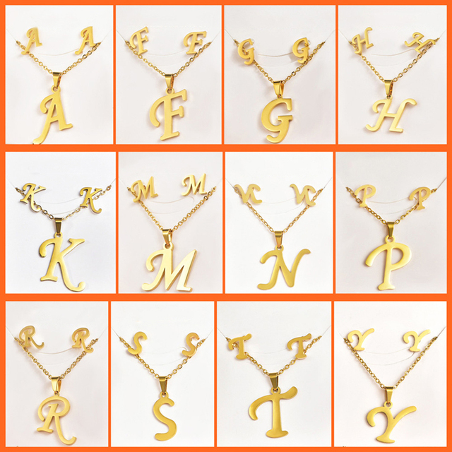 Wholesale Fashion Stainless Steel English Letter Necklace Earrings Set Women's Jewelry Gift Accessory for Weddings Parties Cheap