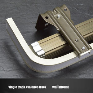 Rail de <span class=keywords><strong>rideaux</strong></span> en alliage d'aluminium <span class=keywords><strong>double</strong></span> couche, rail droit, montage par le haut avec cantonnière, rail incurvé et accessoires - Product Image 4