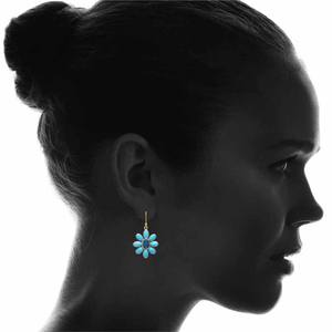 Orecchini Pendenti a Fiore Placcati Oro con Opale Incastonato, Stile Bohémien, Gioielli di Moda per Donne - Product Image 5