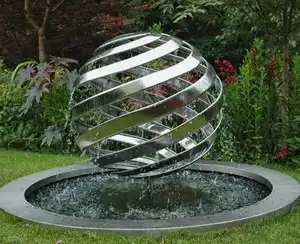 Garden Large Abstract Stainless Steel Water Feature Fountains Outdoor Stainless Steel Water Fountain