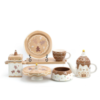 Ensemble de vaisselle en céramique Cute Cookie Man avec pot de rangement, tasse, bouteille d'eau