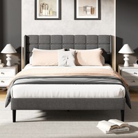 Lit réglable moderne en velours, taille King, avec tête de lit rembourrée pliable, construction luxueuse, écologique, durable et peu encombrante