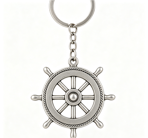 Silver <b>Ship</b> <b>Wheel</b> Metal Keychain Zinc Alloy Enamel Keyring Nautical Pendant Gift - Product Image 4