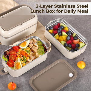 Boîte à lunch portable en acier inoxydable avec récipient alimentaire hermétique et couvercle en plastique - Product Image 5