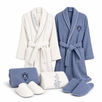 Ensemble de 6 peignoirs pour couple, 100% coton éponge, serviettes de bain, serviettes de toilette, pantoufles, broderie personnalisée