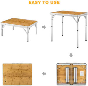 Kamp sandalyesi masa dobravel Plegable Portátil al aire libre <span class=keywords><strong>Mesa</strong></span> plegable de bambú Ajustable <span class=keywords><strong>Mesa</strong></span> plegable de madera para acampar para Pi - Product Image 2