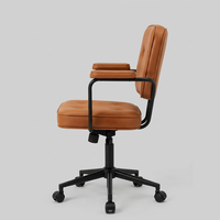Chaise de bar de bureau ergonomique réglable en cuir PU couleur cognac avec structure en acier chromé pour usage commercial JOHOOFURNITURE