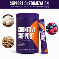Mélange Adaptogène en Poudre pour Soutien Cognitif Économique Crinière de Lion et Basilic Sacré Sans Gluten Antioxydant Halal ISO HACCP COA Faible Teneur